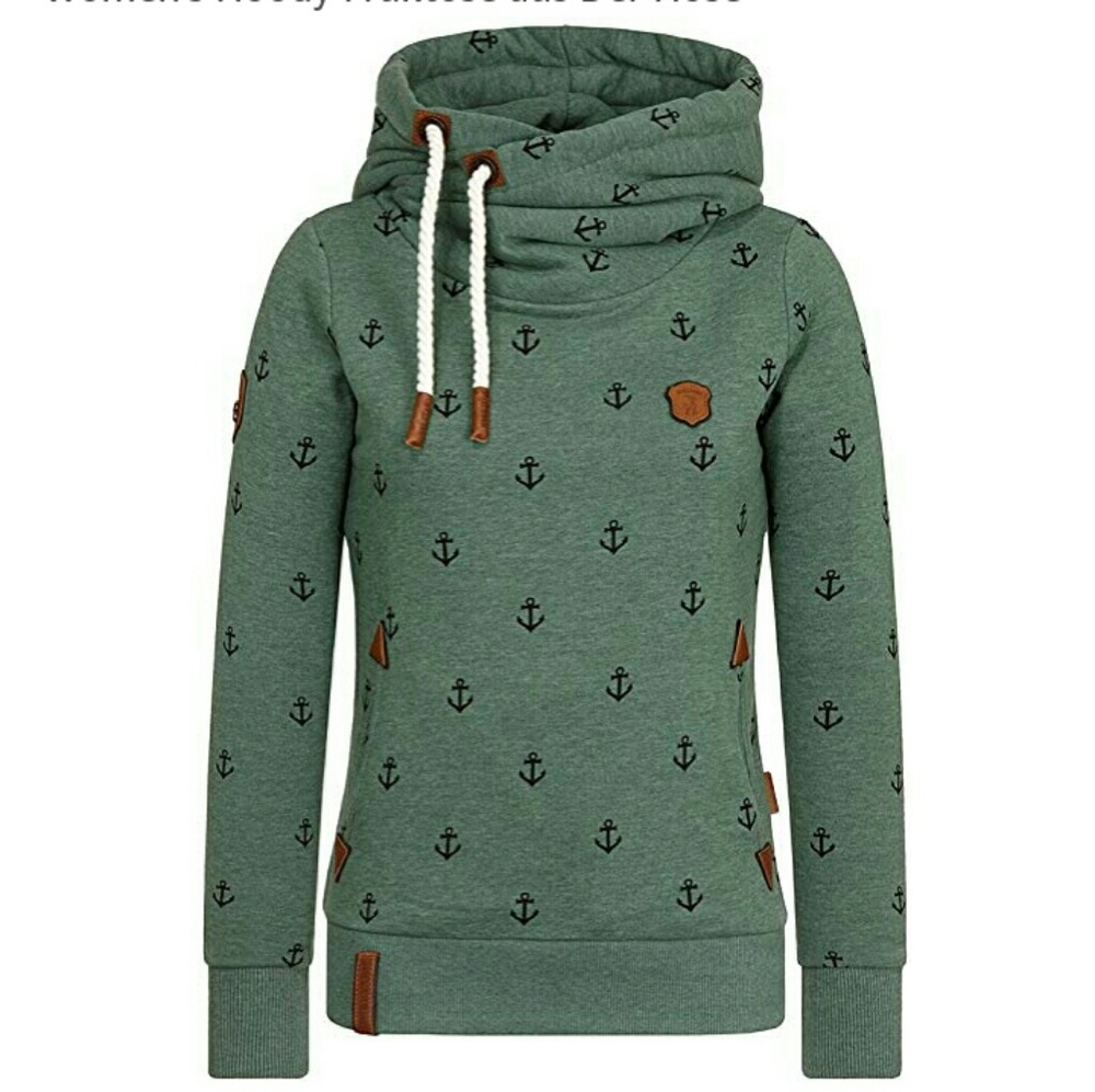 Naketano Women's Medium Anchor Hoodie Green EUC